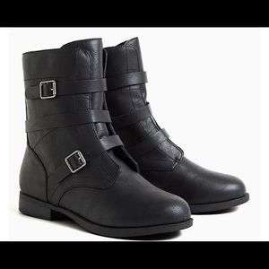 Torrid Black Faux Leather Strappy Combat Boots 9WW
